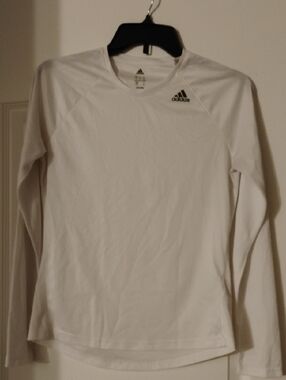 adidas White Long-Sleeve Training Top with Chest Logo